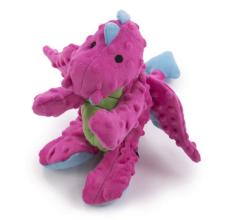 goDog Dragons with Chew Guard Technology Durable Plush Squeaker Dog Toy Pink Small