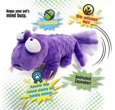 goDog Action Plush Lizard with Chew Guard Technology Animated Squeaker Dog Toy