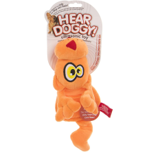 HEAR DOGGY!® Flattie Cat Orange with Chew Guard Technology™ and Silent Squeak Technology™ Plush Dog Toy