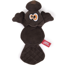 HEAR DOGGY!® Flattie Beaver Brown with Chew Guard Technology™ and Silent Squeak Technology™ Plush Dog Toy