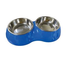Nutrapet Double Dinner Bowl, Blue Small