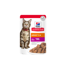 Hill's Science Plan Adult Wet Cat Food Beef Pouches - 85g