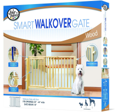 Four Paws Safety Gates Vertical Wood Gate with Door (Walk Over) 30-44 and x 1