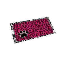Drymate Pink Leopard Zebra Border Pet Bowl Place Mat 12x 20Inches