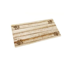 Drymate Tan Distressed Wood Paws Pet Bowl Place Mat 12 x 20 Inches