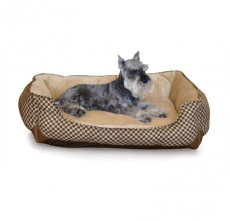 K&H Self-Warming Lounge Sleeper Medium Brown Square Print 24" x 30"/ 61x76Cm