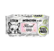 Absolute Pet Absorb Plus Antibacterial Pet Wipes Floral 80 sheets