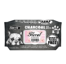Absolute Pet Absorb Plus Charcoal Pet Wipes Floral 80 sheets