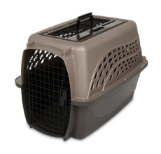 Petmate 2 Door Top Load Kennel 24” Up To 15Lbs (Metalic Pearl Tan/Coffee Grounds)