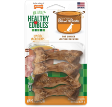 Nylabone Healthy Edibles Bone Broth Ham flavor 4 count Small