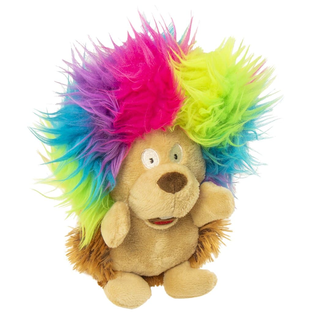 goDog® Silent Squeak™ Crazy Hairs Hedgehog with Chew Guard Technology™ Durable Plush Dog Toy Large