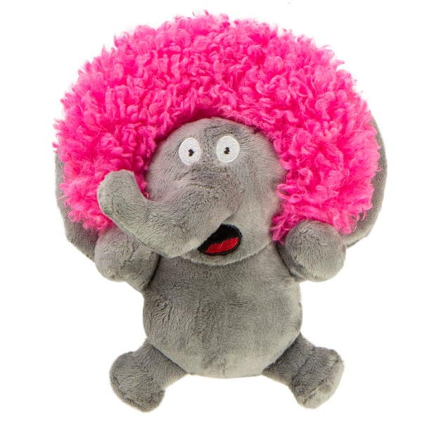 goDog® Silent Squeak™ Crazy Hairs Elephant with Chew Guard Technology™ Durable Plush Dog Toy Large