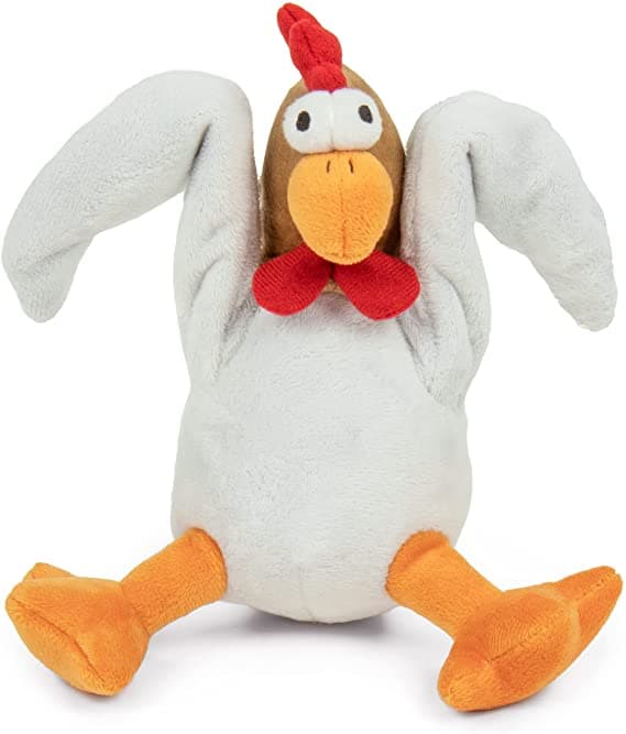 goDog Action Plush Chicken with Chew Guard Technology Animated Squeaker Dog Toy