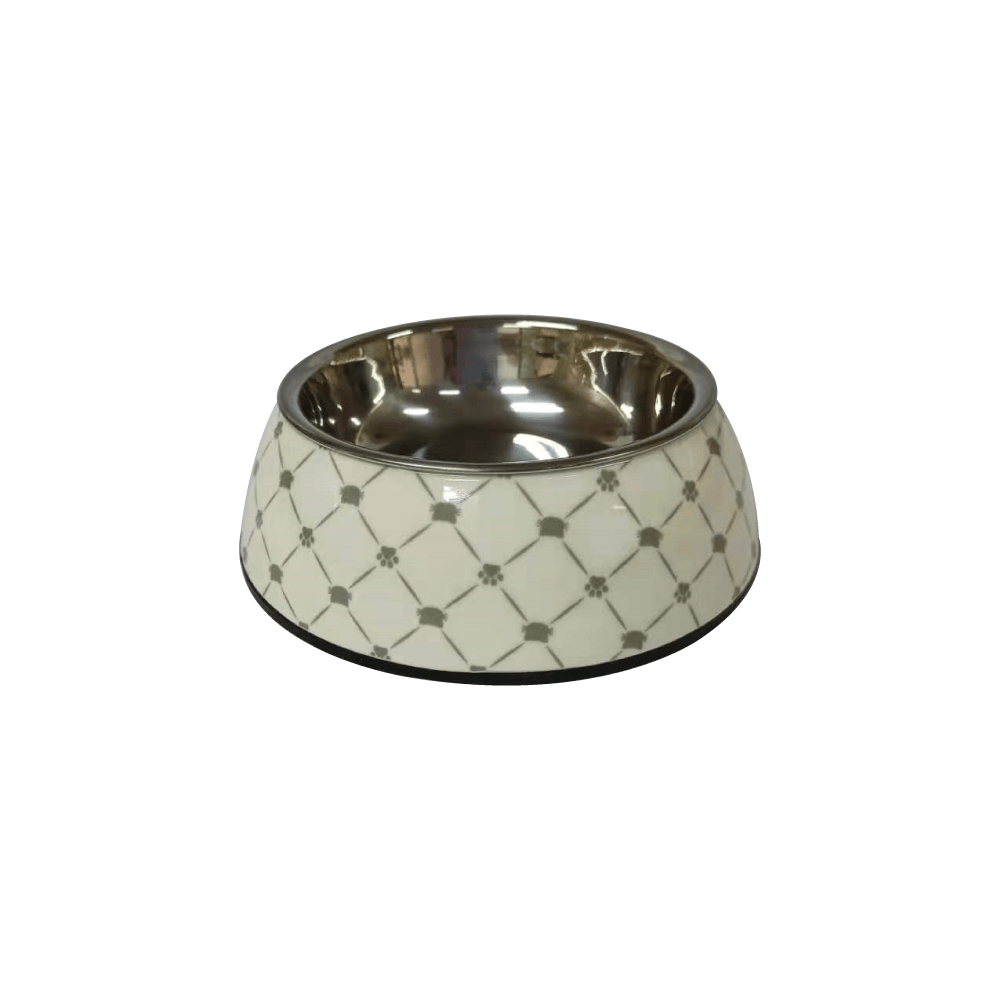 Nutrapet Applique Melamine Round Bowl Black & White Medium