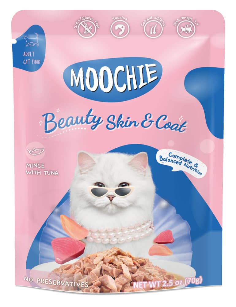 Moochie Cat Food Mince with Tuna - Beauty Skin & Coat Pouch 70g