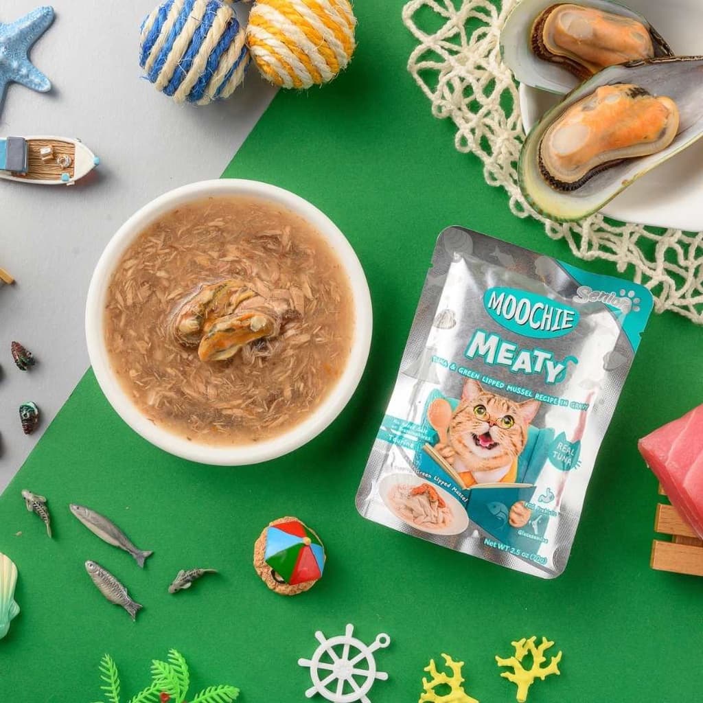 Moochie Cat Food Tuna & Green Lipped Mussel Recipe in Gravy Pouch 70g