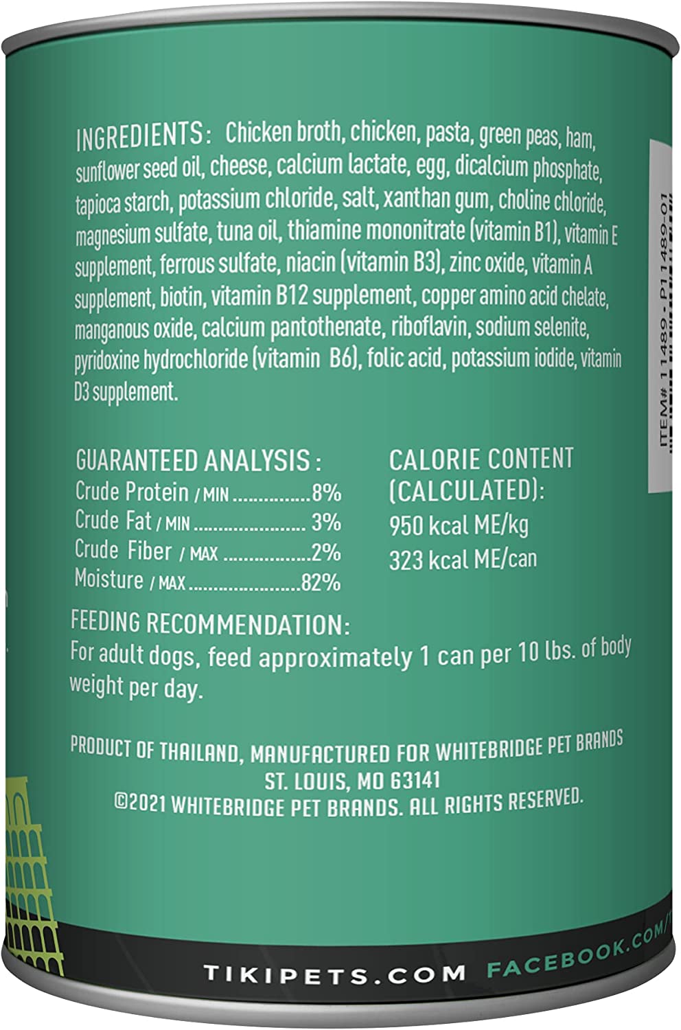 Tiki Dog Taste of Italy! Chicken & Pasta Carbonara 12 oz can