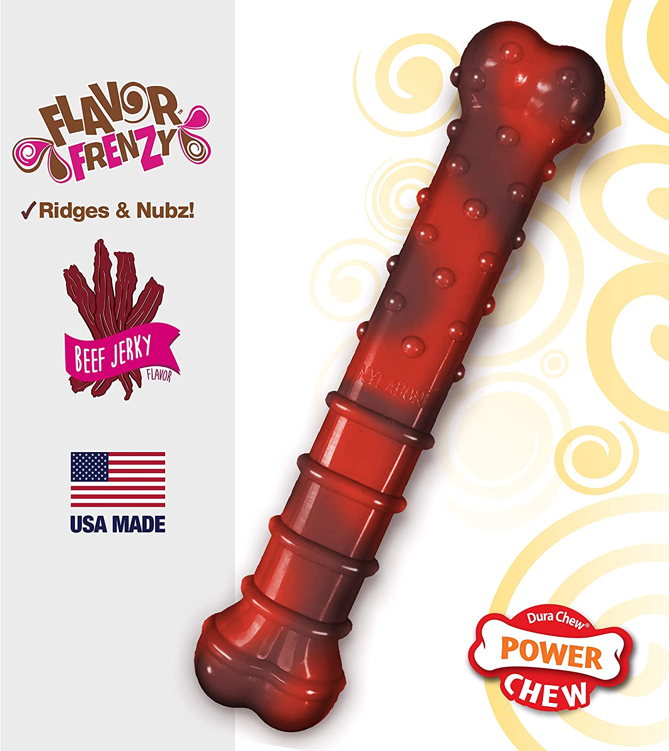 Nylabone Power Chew Textured Bone, Beef Jerky Petite