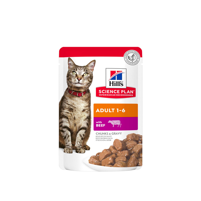 Hill's Science Plan Adult Wet Cat Food Beef Pouches - 85g