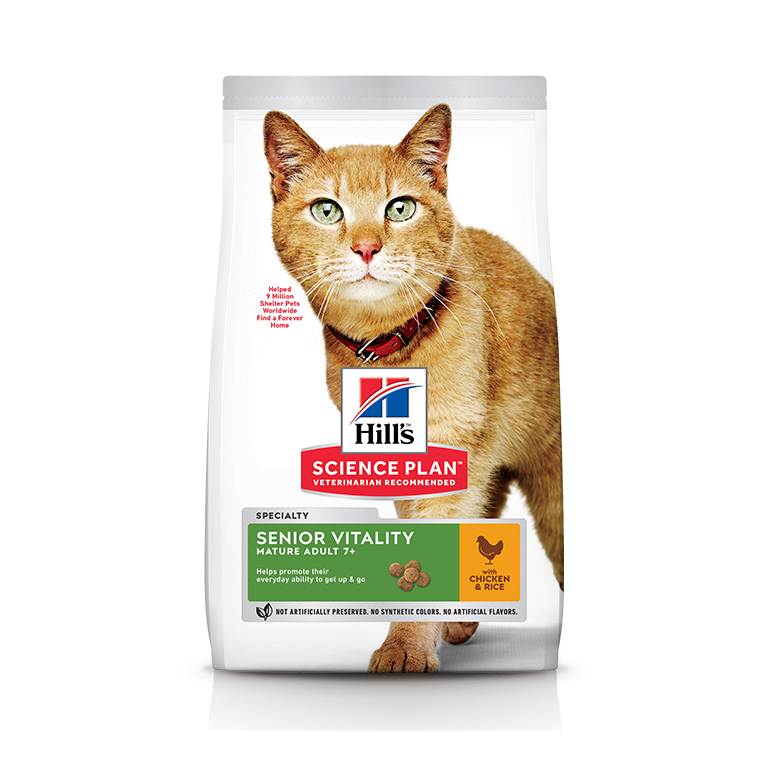 Hill's Science Plan Senior Vitality Adult 7+ Cat Food with Chicken & Rice - 1.5kg