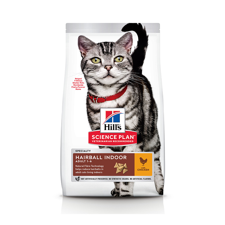 Hill's Science Plan Hairball Indoor Cat Food with Chicken - 1.5kg
