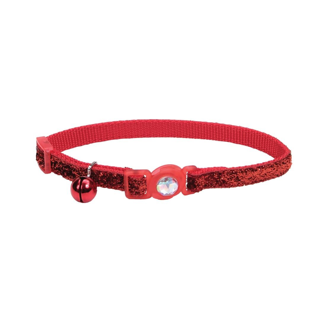 Coastal 3 and Safe Cat Jewel Buckle Glitter Overlay Collar Red