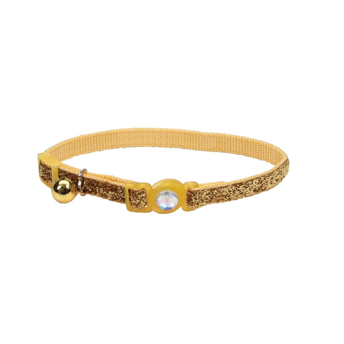 Coastal 3 and Safe Cat Jewel Buckle Glitter Overlay Collar Gold