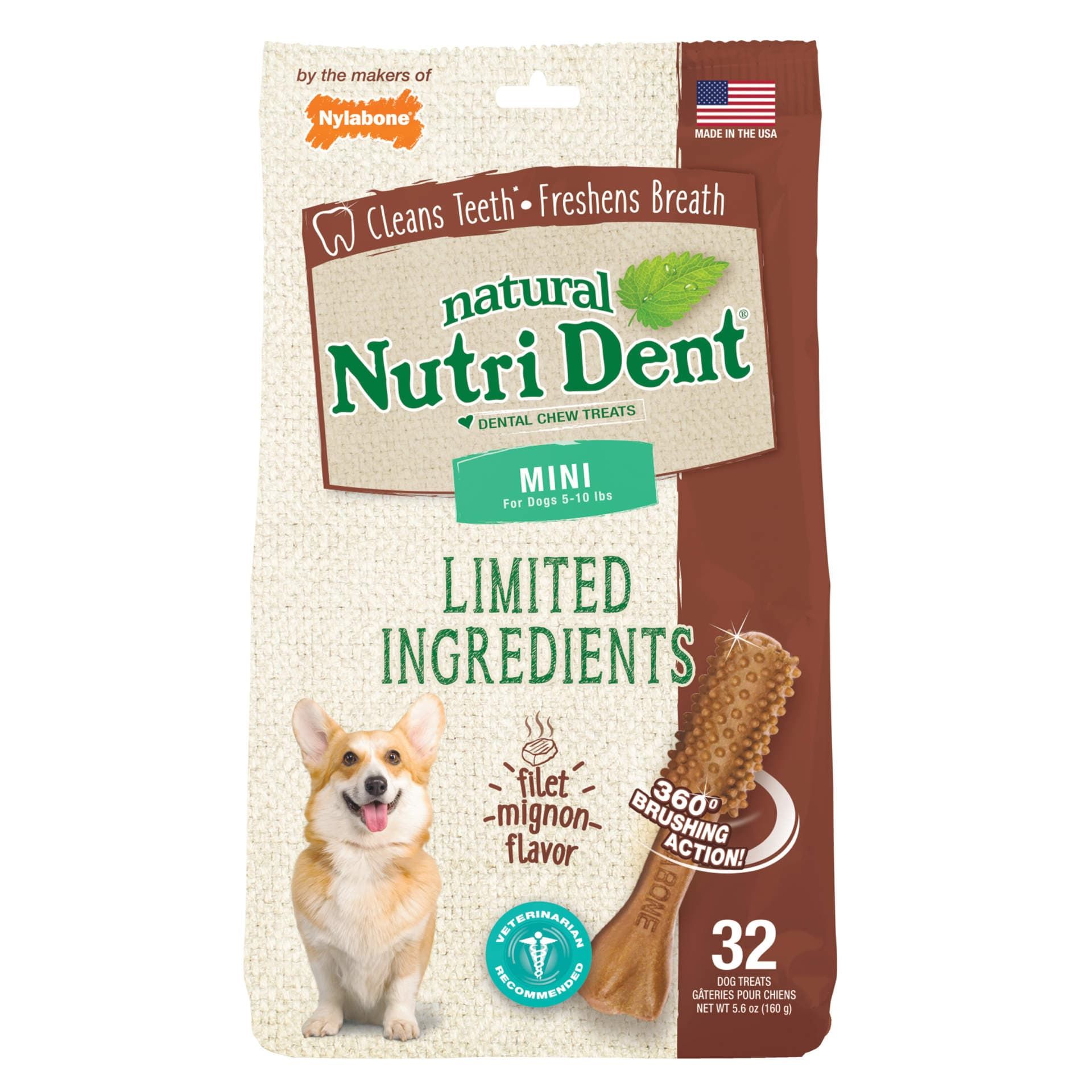 Nylabone Nutri Dent Filet Mignon 32 Count Pouch Mini