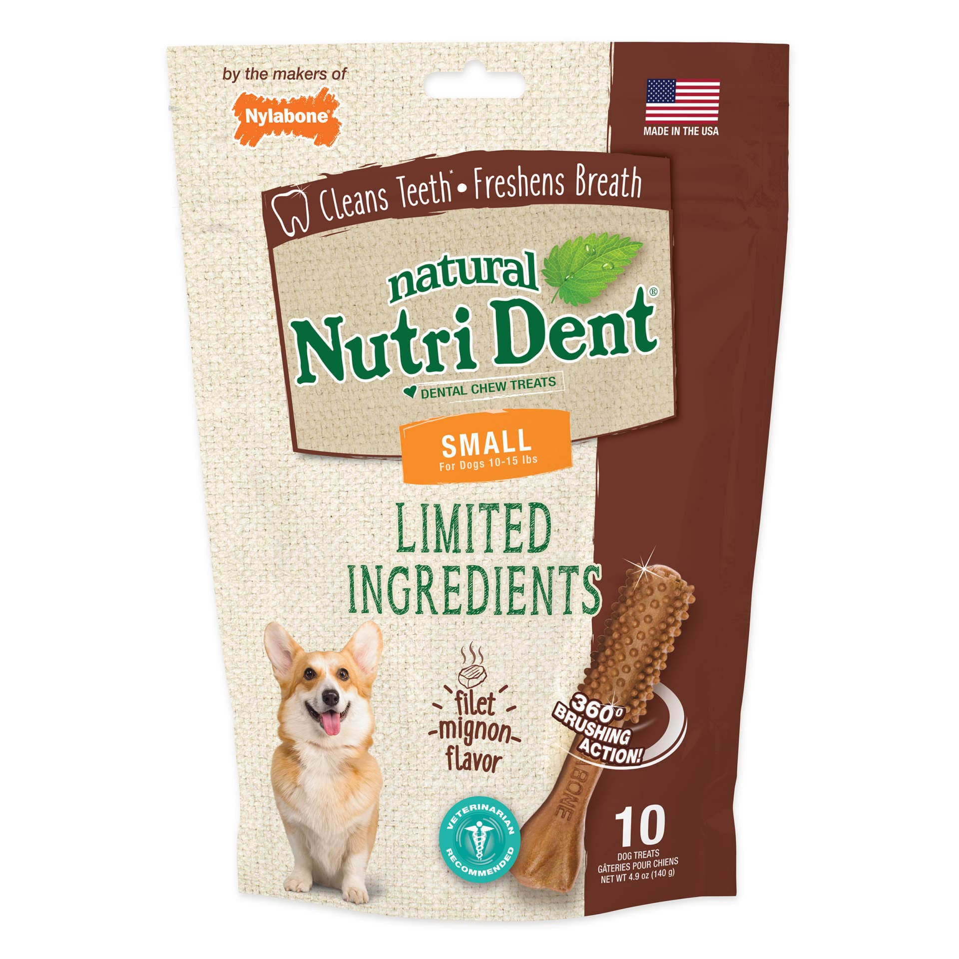 Nylabone Nutri Dent Filet Mignon 32 Count Pouch Mini