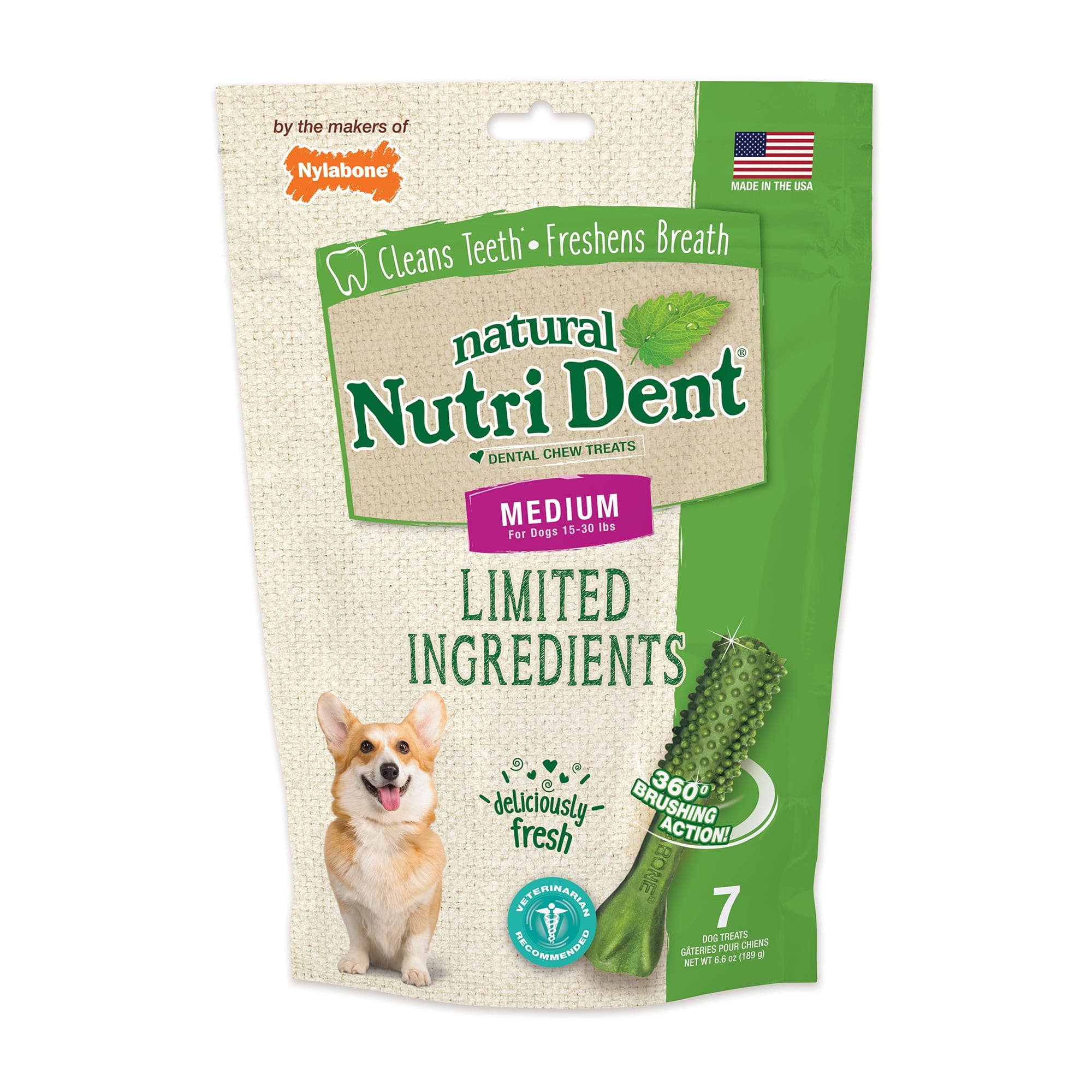 Nylabone Nutri Dent Fresh Breath 7 Count Pouch Medium