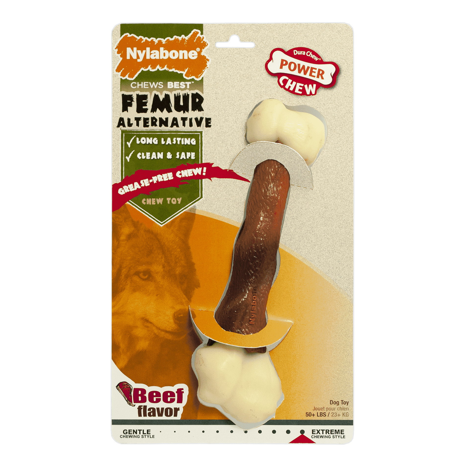 Nylabone Power Chew Animal Part Alternative Femur Beef Large