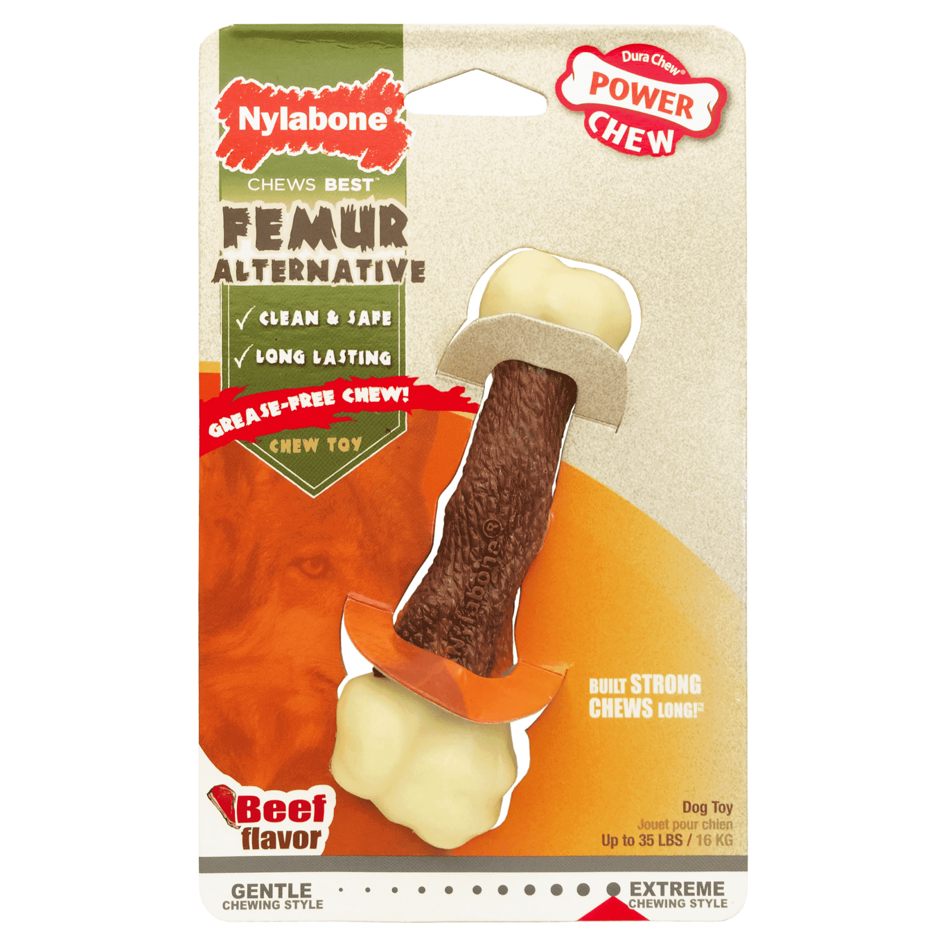 Nylabone Power Chew Animal Part Alternative Femur Beef Medium