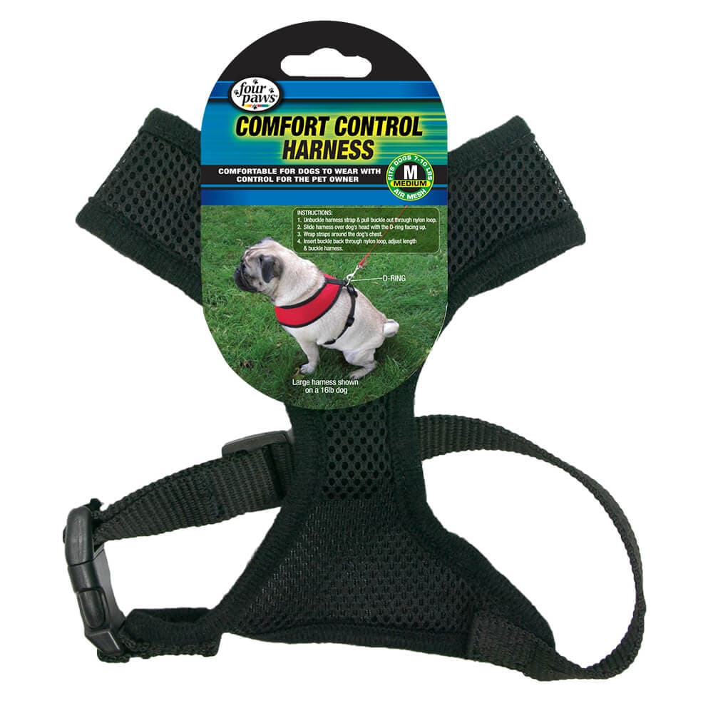 Four Paws Comfort Control Harness MD Black 12cs