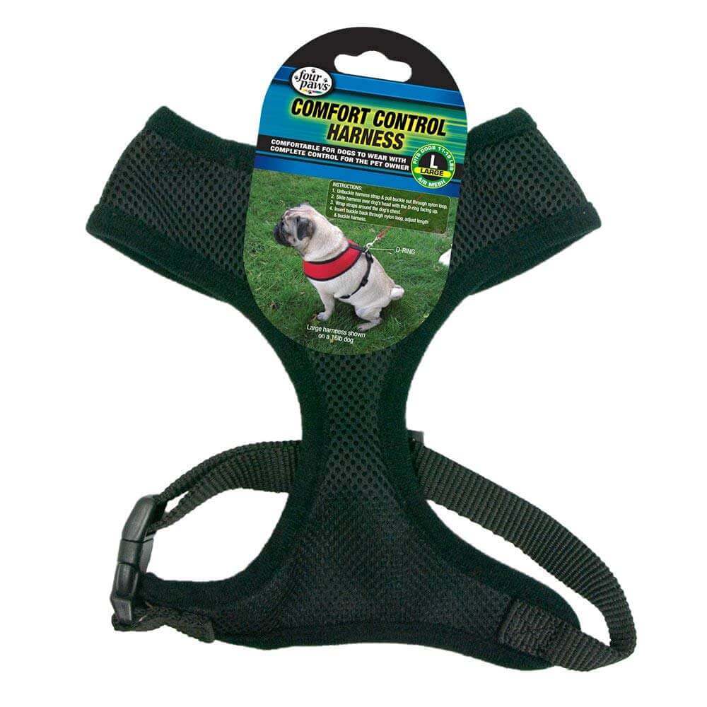 Four Paws Comfort Control Harness LG Black 12cs