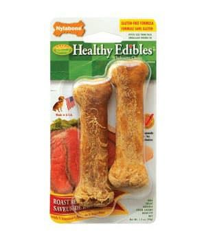 Nylabone Healthy Edibles Longer Lasting Roast Beef Twin Pack Blister Card Petite