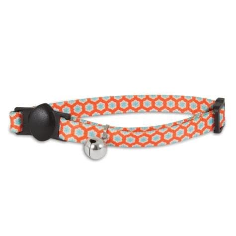 Petmate Aspen Pet Cat Collar 3/8"X8-12" Retro Flower Orange
