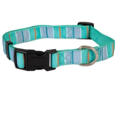 Petmate Aspen Pet Dog Collar 5/8"X10-14" Teal Stripe