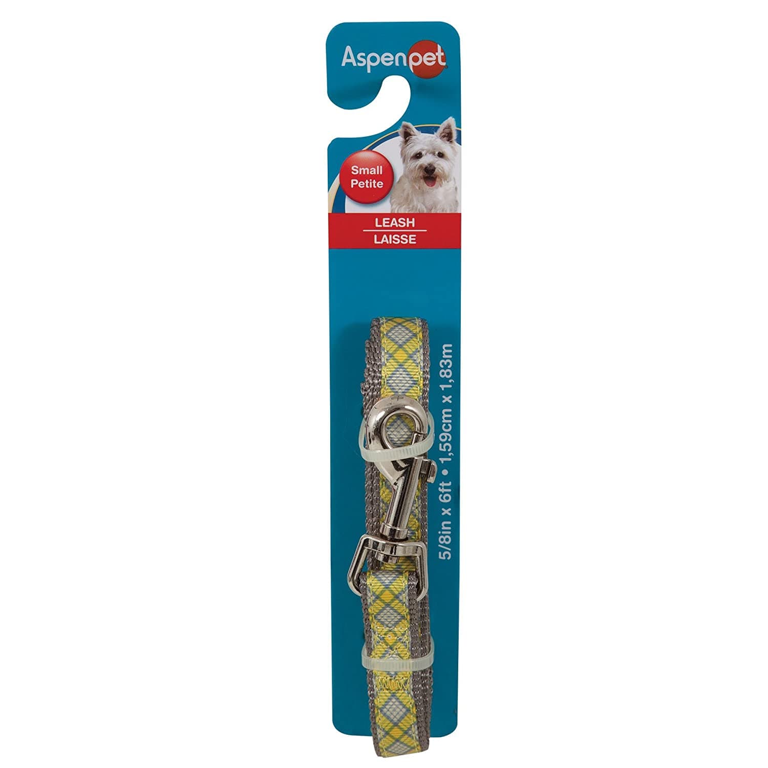 Petmate Aspen Pet Dog Leash 1"X6' Yellow Plaid