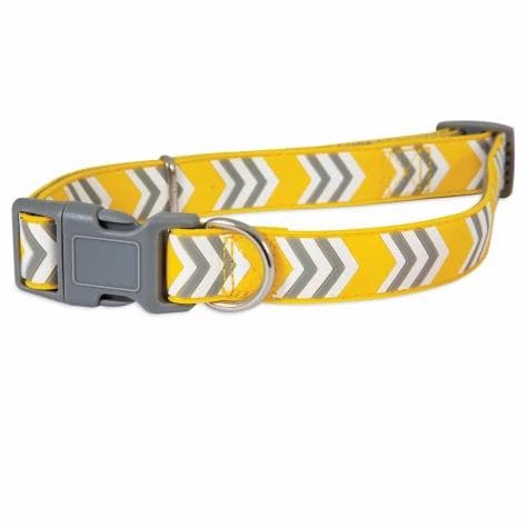 Petmate Rubber Adjustable Dog Collar 3/4"X 14-20" Yellow Chevron