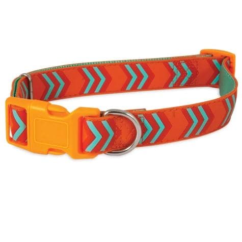 Petmate Rubber Adjustable Dog Collar 3/4"X 14-20" Orange Chevron