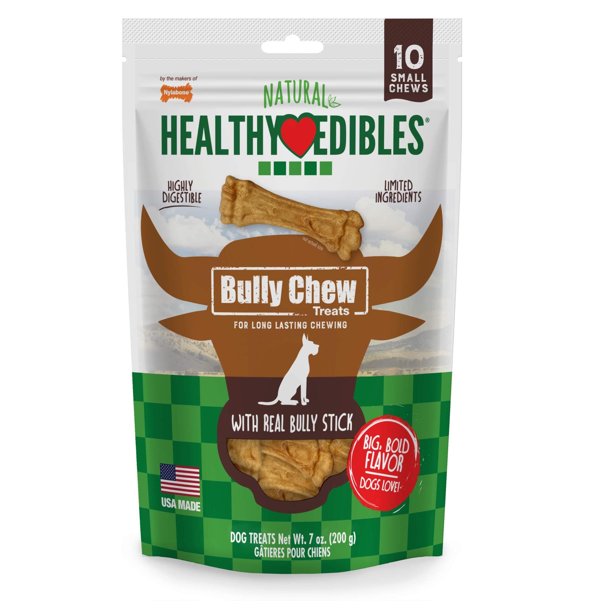 Nylabone Healthy Edibles Bully Bones 10 count pouch Small