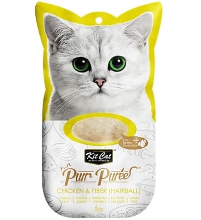 Kit Cat - Purr Puree Chicken & Fiber "Hairball" (4x15g)