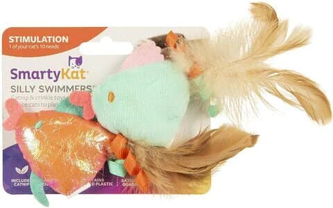 SmartyKat® Silly Swimmer Fish, Set of 2 Goldfish Catnip Cat Toys