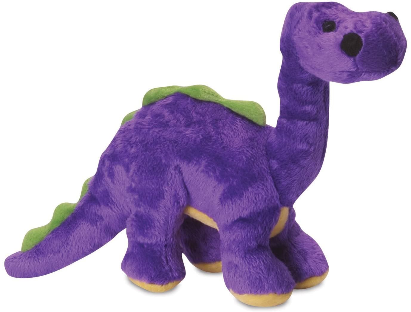 GoDog® Dinos™ Bruto™ with Chew Guard Technology™ Durable Plush Squeaker Dog Toy, Purple, Small