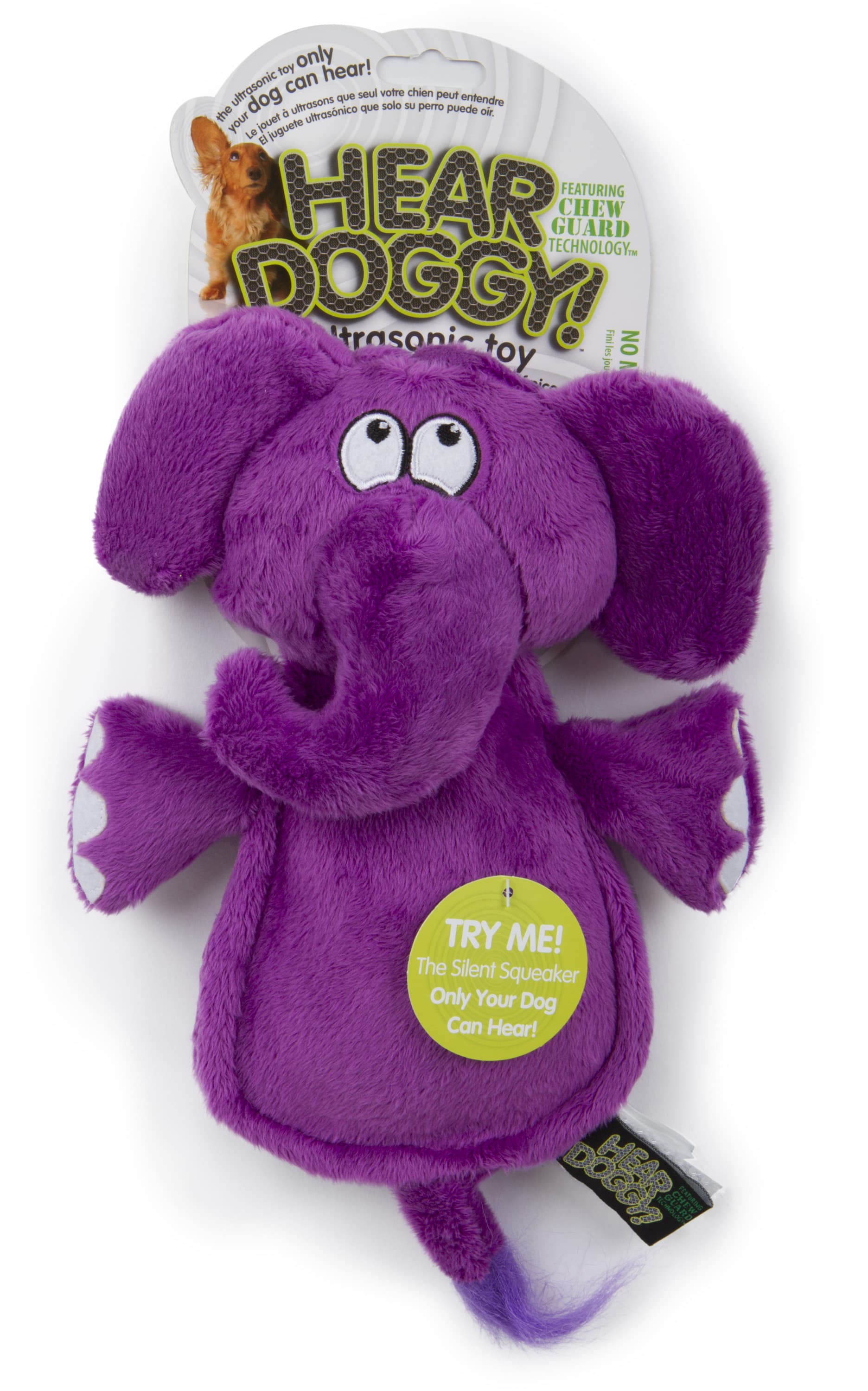HEAR DOGGY!® Flattie Elephant with Chew Guard Technology™ and Silent Squeak Technology™ Plush Dog Toy
