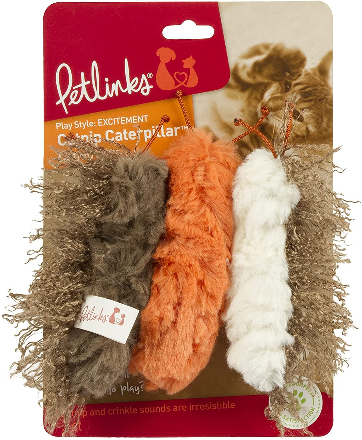 Petlinks® Catnip Caterpillars™ Crinkle and Catnip Cat Toys, Set of 3