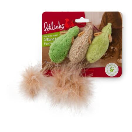 Petlinks® 3 Blind Mice™ Plush Mice and Feather Catnip Cat Toys, Set of 3